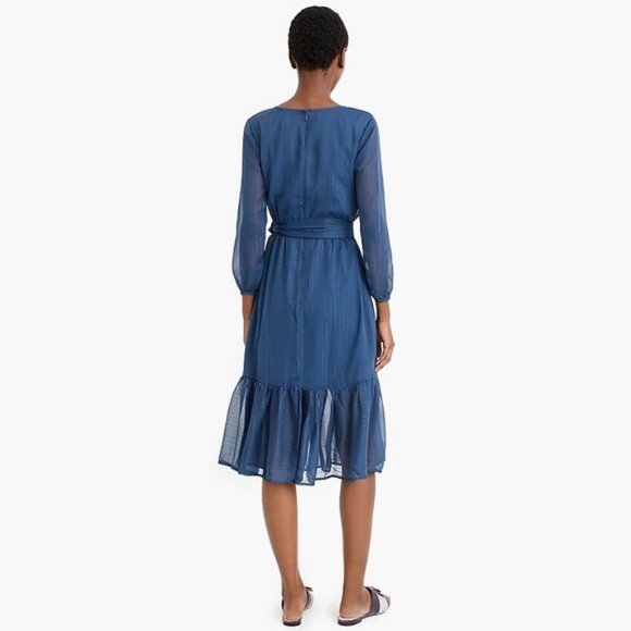 Point Sur J. Crew Faux-Wrap Crinkle Chiffon Dress - Picture 3 of 8